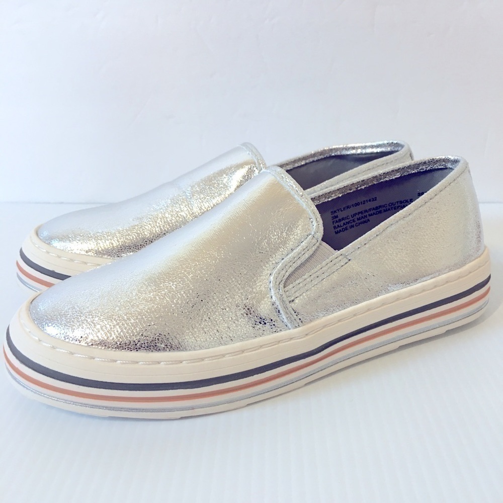 INC International Concepts Girls Silver Metallic Platform Slip-On Sneaker Shoes